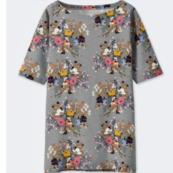 Uniqlo Tops - Uniqlo | Epice Design Gray Floral Shirt